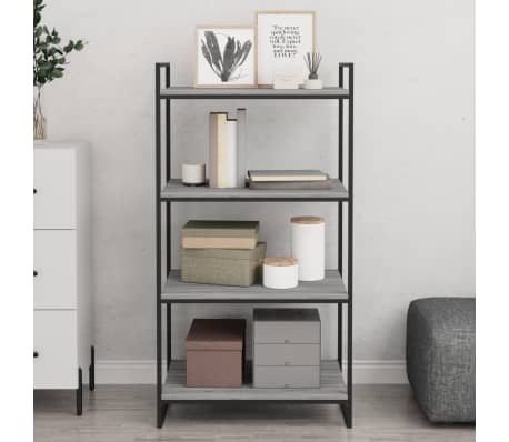 vidaXL Wall Shelf Set of 4 Grey Sonoma Engineered wood Standard
