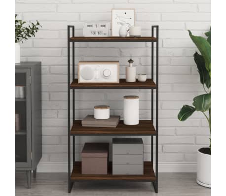 vidaXL Rafturi de perete, 4 buc., stejar maro, 60x50x1,5 cm, lemn