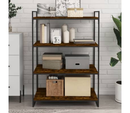 vidaXL Rafturi perete 4 buc. stejar fumuriu 80x50x1,5 cm lemn compozit