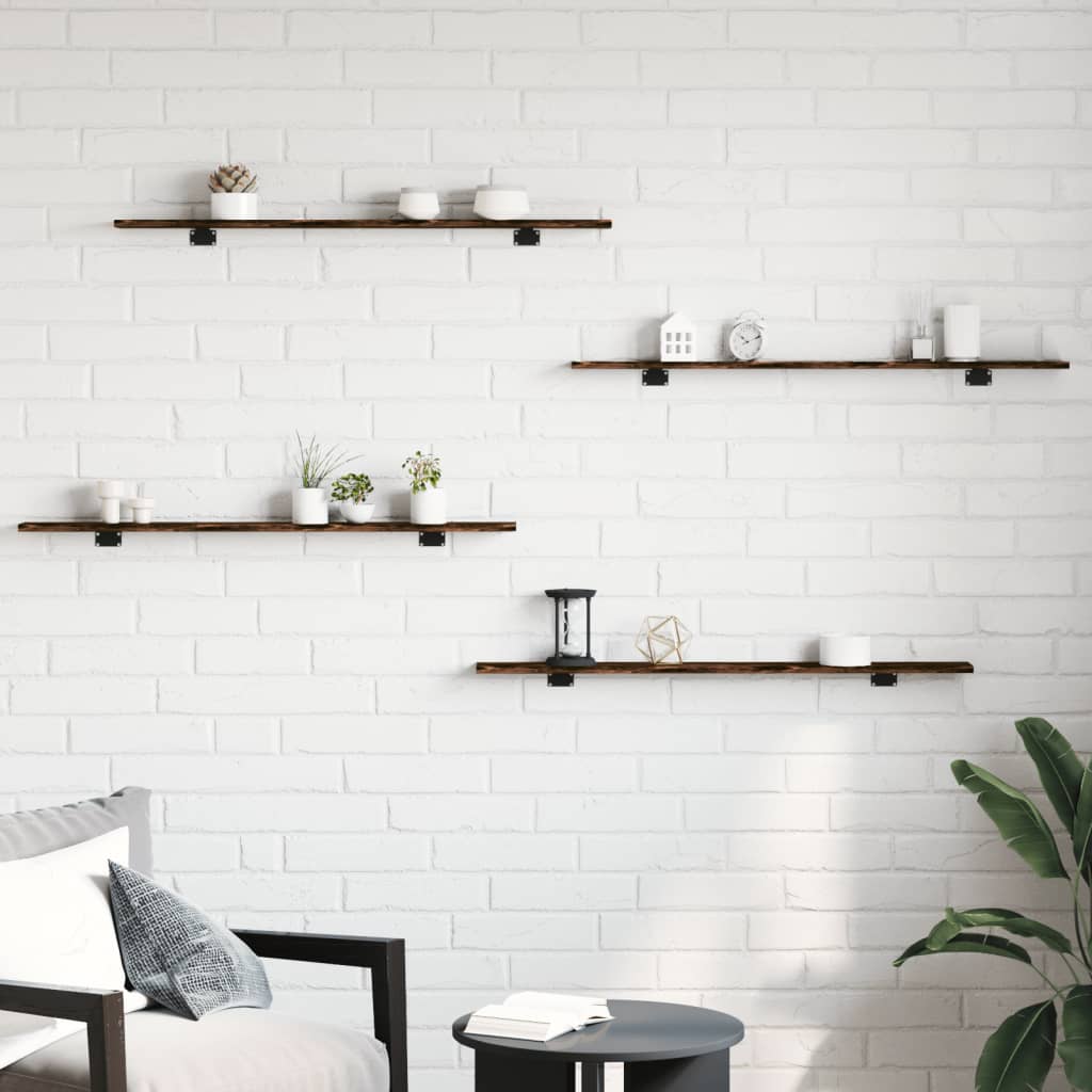 vidaXL Wandschappen 4 st 100x10x1,5 cm bewerkt hout gerookt eikenkleur afbeelding