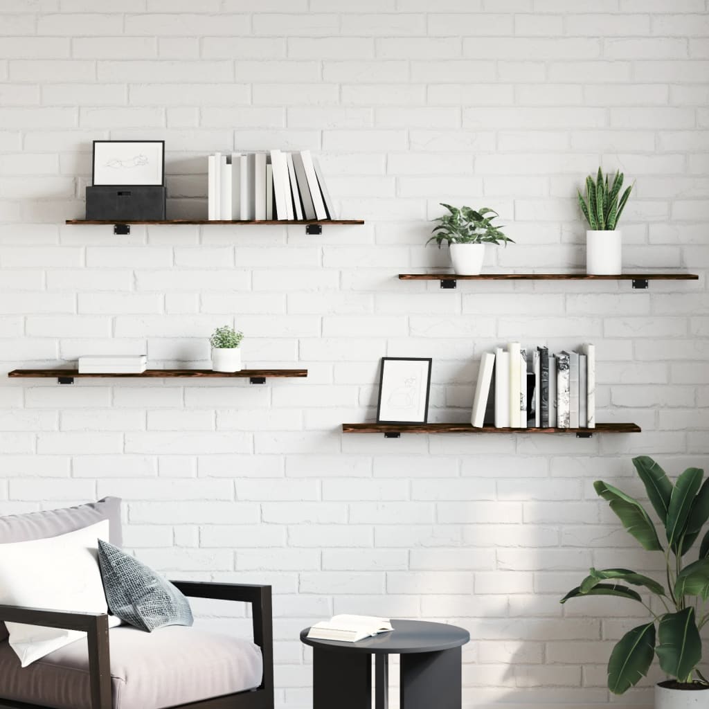 vidaXL 4 db füstös tölgy színű szerelt fa fali polc 100 x 20 x 1,5 cm