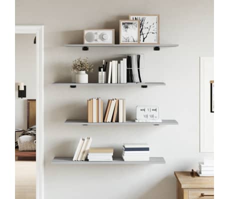 vidaXL Wall Shelves 4 pcs Grey Sonoma 100x30x1.5 cm Engineered Wood