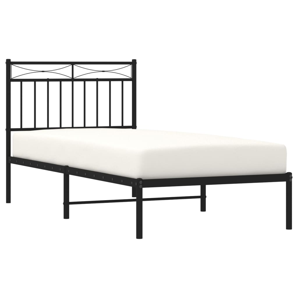 vidaXL Bedframe met hoofdbord metaal zwart 90x200 cm afbeelding