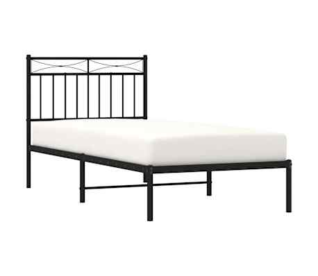vidaXL Bedframe met hoofdbord metaal zwart 90x200 cm