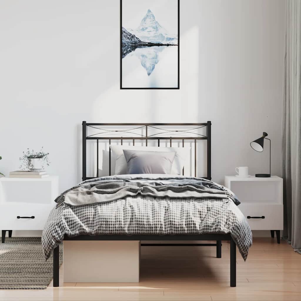 vidaXL Bedframe met hoofdbord metaal zwart 100x200 cm afbeelding