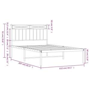Kovový rám postele s čelem černý 107 x 203 cm - obrázek 9