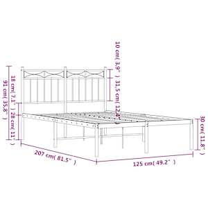 Kovový rám postele s čelem černý 120 x 200 cm - obrázek 9
