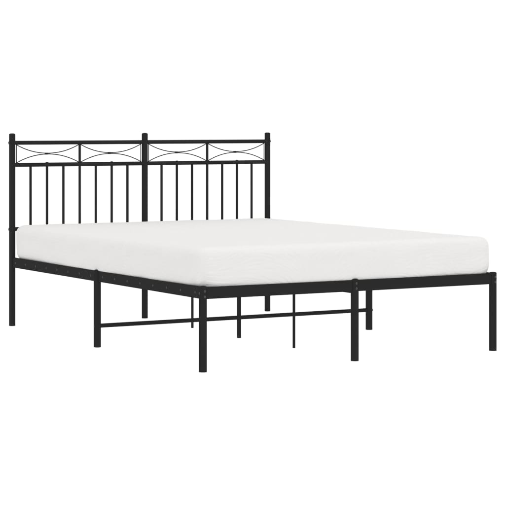 vidaXL Bedframe met hoofdbord metaal zwart 140x190 cm afbeelding