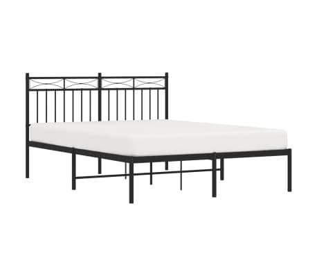 vidaXL Kovov&yacute; r&aacute;m postele s čelom čierny 140x200 cm