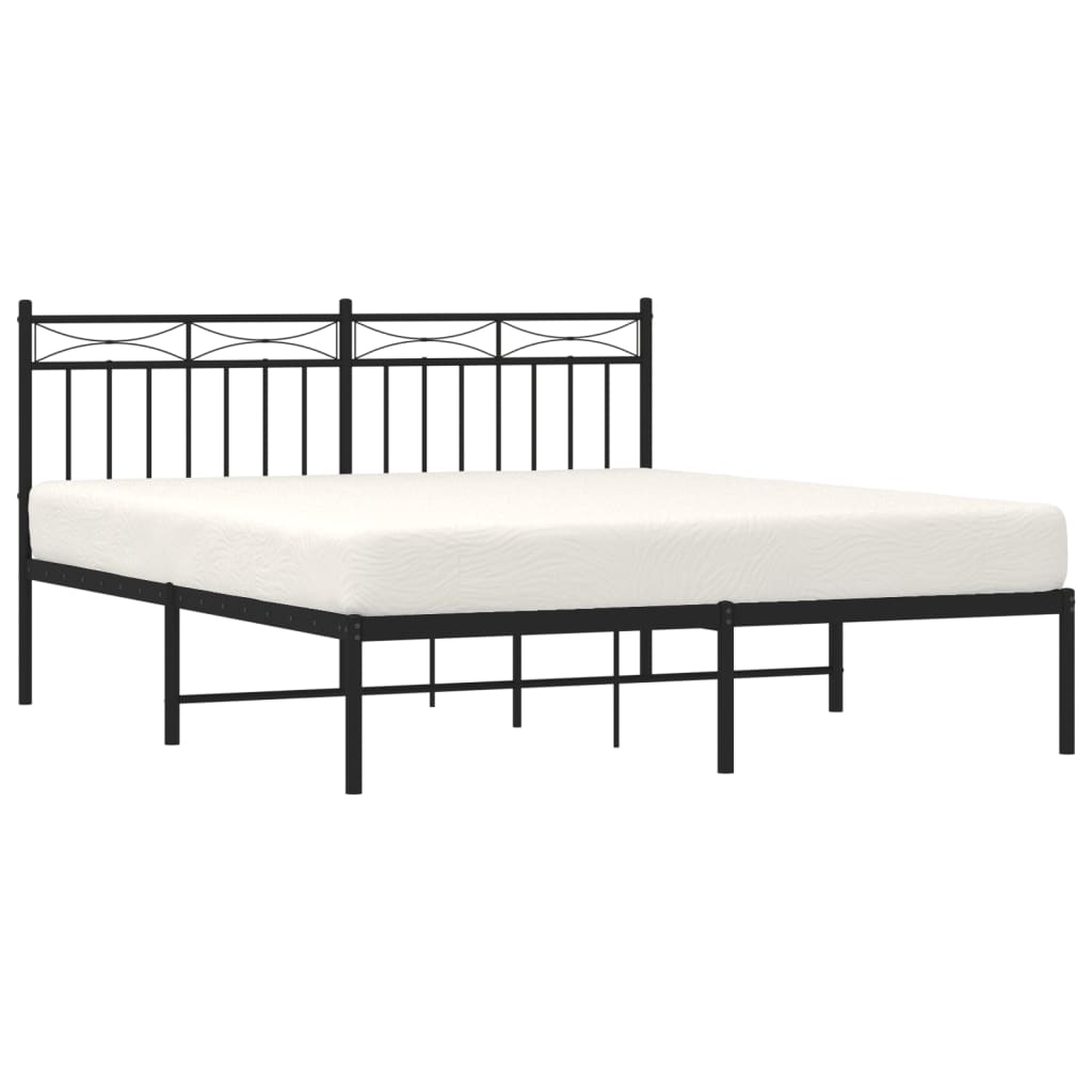 vidaXL Bedframe met hoofdbord metaal zwart 160x200 cm afbeelding