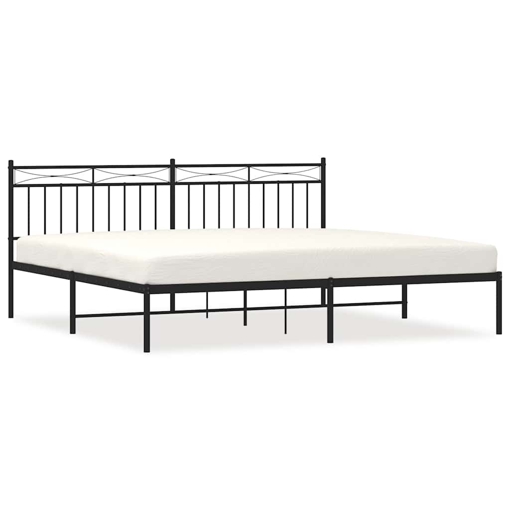 vidaXL Bedframe met hoofdbord metaal zwart 193x203 cm, foto 3