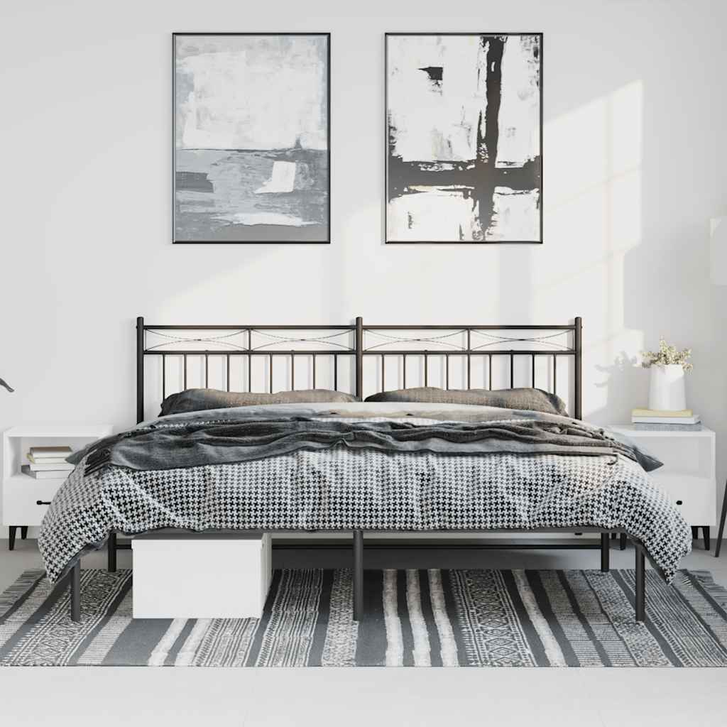 vidaXL Bedframe met hoofdbord metaal zwart 193x203 cm afbeelding