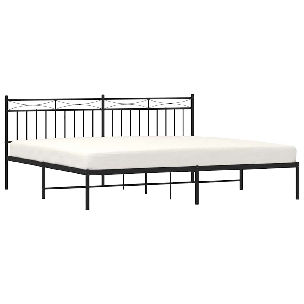 vidaXL Bedframe met hoofdbord metaal zwart 193x203 cm, foto 4