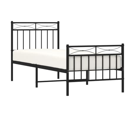 vidaXL Bedframe met hoofd- en voeteneinde metaal zwart 75x190 cm