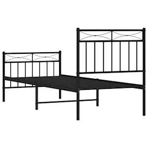 Kovový rám postele s hlavovým a nožním čelem černý 75 x 190 cm - obrázek 7