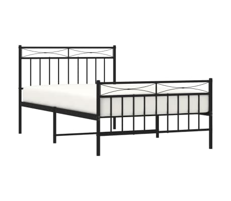 vidaXL Bettgestell mit Kopf- und Fu&szlig;teil Metall Schwarz 107x203 cm