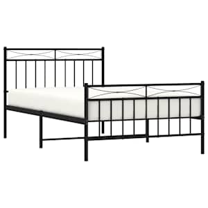 Kovový rám postele s hlavovým a nožním čelem černý 107 x 203 cm - obrázek 3