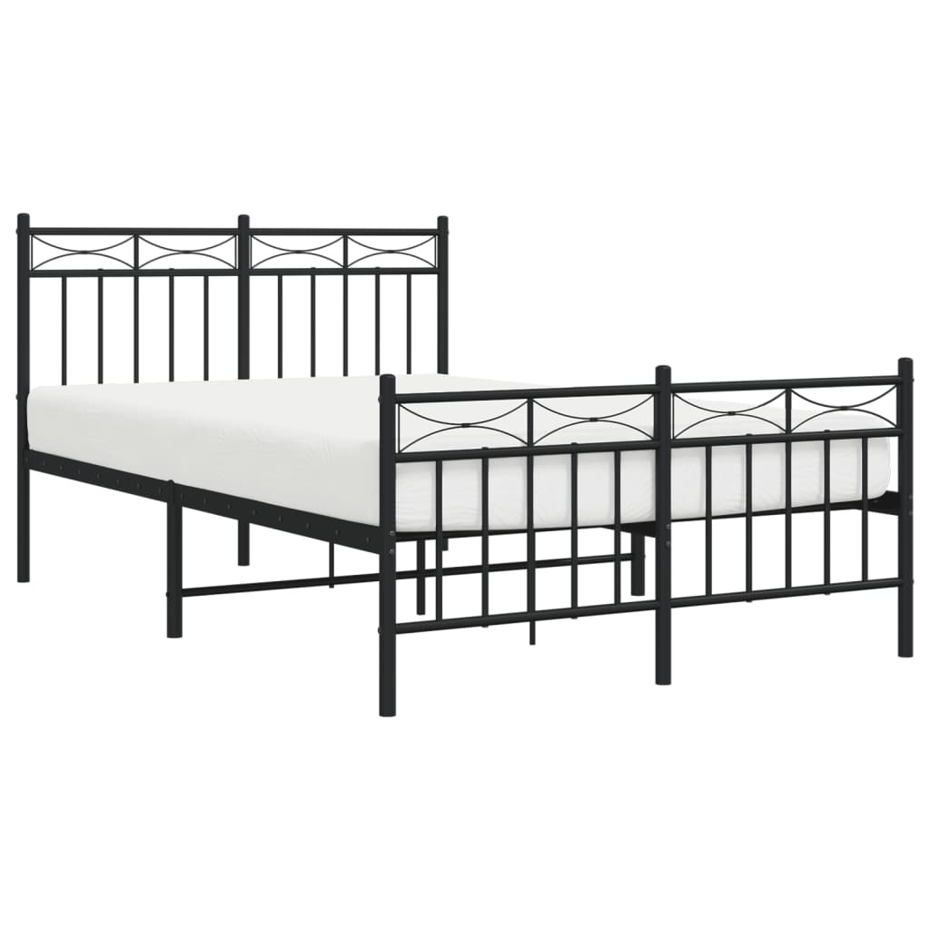 vidaXL Bedframe met hoofd- en voeteneinde metaal zwart 120x190 cm afbeelding