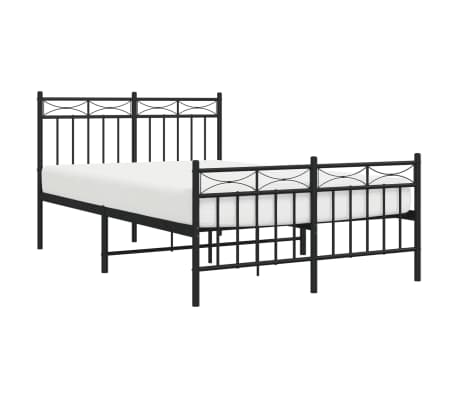 vidaXL Metalni okvir kreveta uzglavlje i podnožje crni 120x200 cm