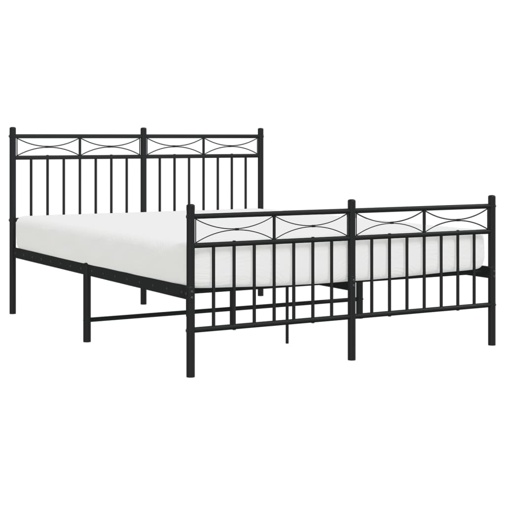 vidaXL Bedframe met hoofd- en voeteneinde metaal zwart 140x190 cm afbeelding