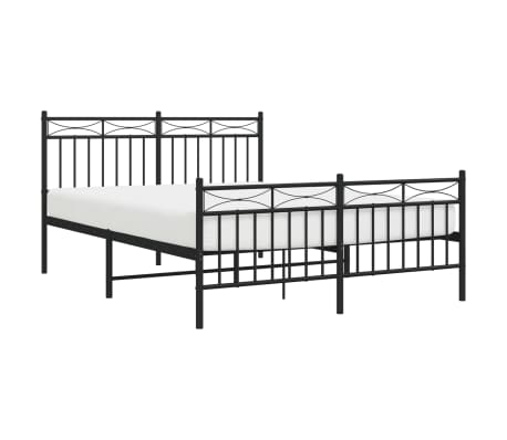 vidaXL Metalni okvir kreveta uzglavlje i podnožje crni 140x190 cm