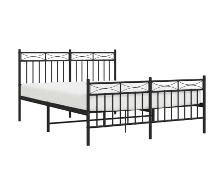 vidaXL Cadru pat metalic cu tăblie de cap/picioare, negru, 140x200 cm