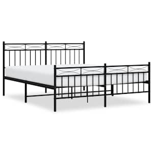 Kovový rám postele s hlavovým a nožním čelem černý 150 x 200 cm - obrázek 2