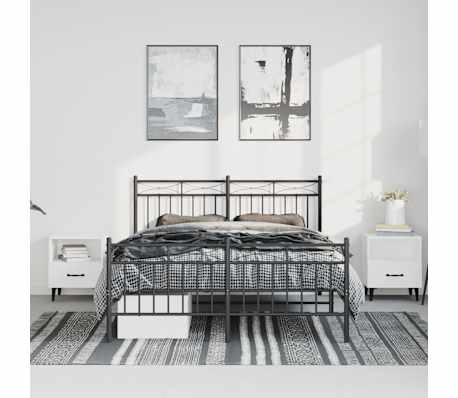 vidaXL Cadre de lit m&eacute;tal sans matelas avec pied de lit noir 150x200cm