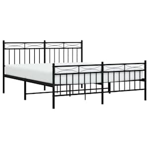 Kovový rám postele s hlavovým a nožním čelem černý 150 x 200 cm - obrázek 4