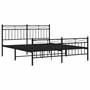 Kovový rám postele s hlavovým a nožním čelem černý 150 x 200 cm - obrázek 5