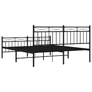 Kovový rám postele s hlavovým a nožním čelem černý 150 x 200 cm - obrázek 8