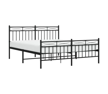 vidaXL Metal Bed Frame with Headboard and Footboard Black 160x200 cm