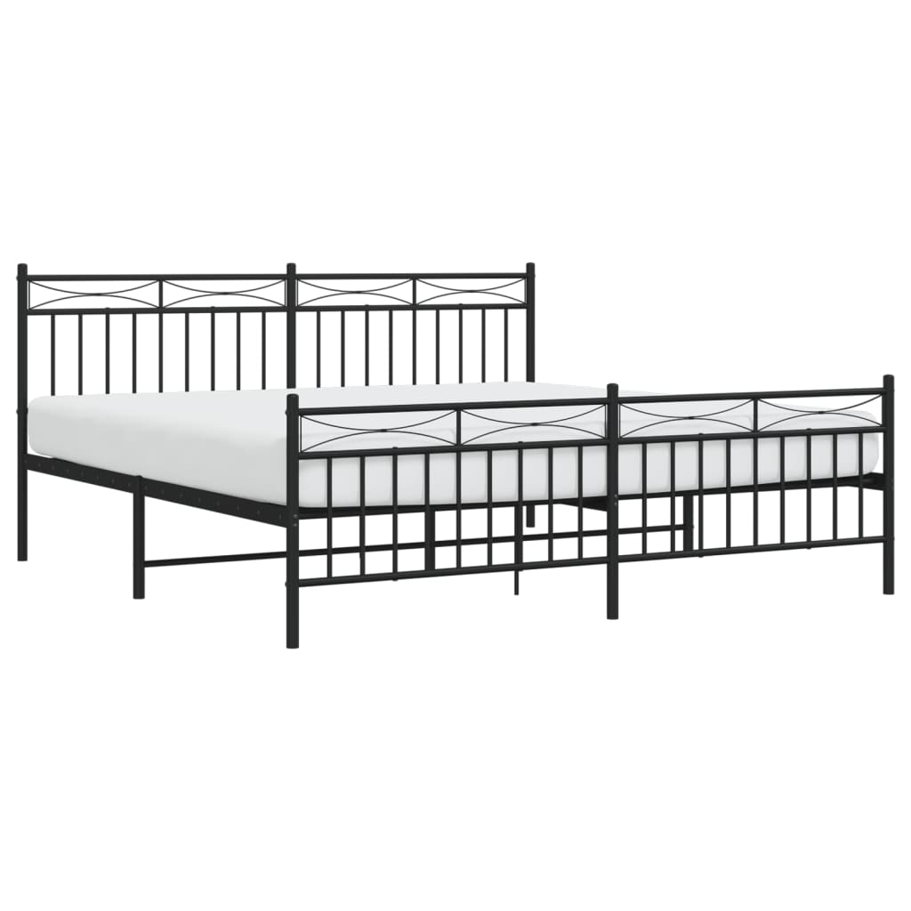 vidaXL Bedframe met voetbord zonder matras metaal zwart 180x200 cm afbeelding