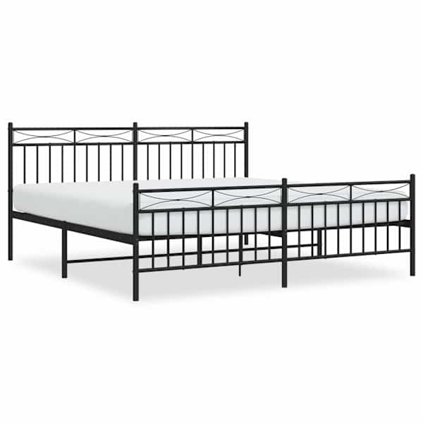 vidaXL metallist voodiraam peatsi ja jalutsiga, must, 183x213 cm