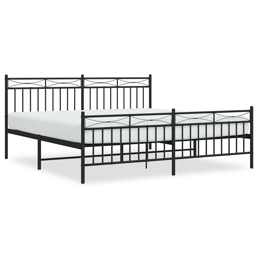 vidaXL Kovový rám postele s hlavovým a nožním čelem černý 183 x 213 cm