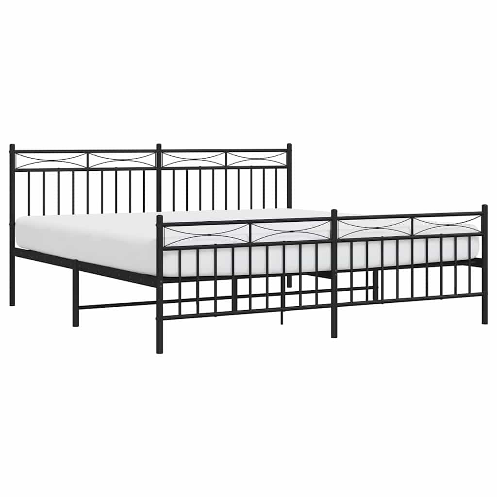 vidaXL Bedframe met hoofd- en voeteneinde metaal zwart 183x213 cm, foto 4