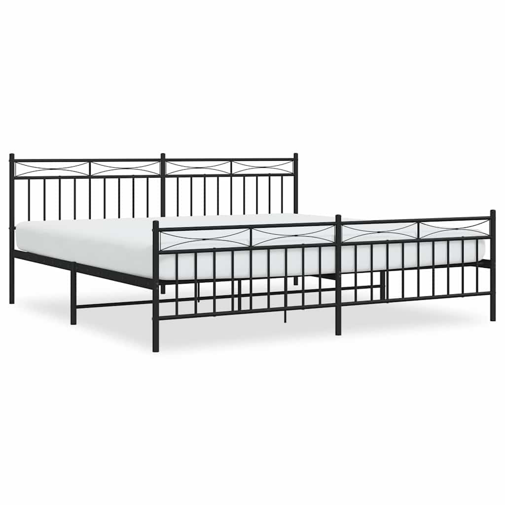 vidaXL Bedframe met hoofd- en voeteneinde metaal zwart 193x203 cm, foto 3