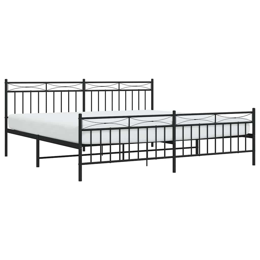 vidaXL Bedframe met hoofd- en voeteneinde metaal zwart 193x203 cm, foto 4
