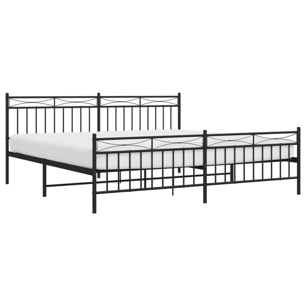 vidaXL Bedframe met hoofd- en voeteneinde metaal zwart 200x200 cm afbeelding