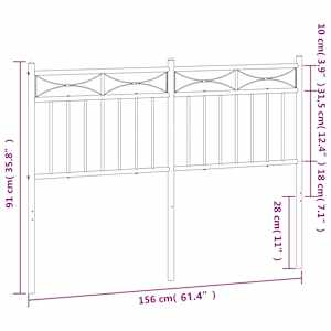 Kovové náhradní čelo postele černé 150 cm - obrázek 7