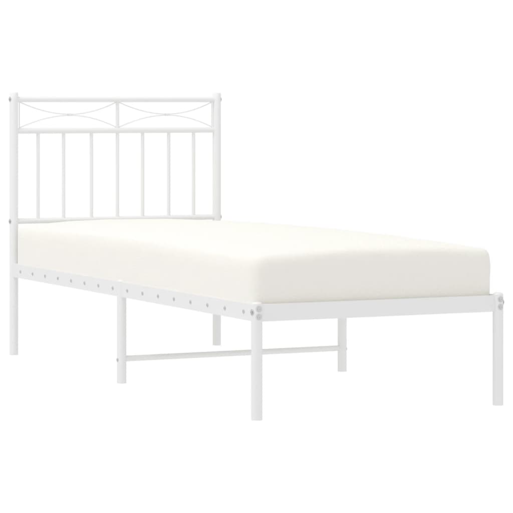 vidaXL Estructura cama sin colchón con cabecero metal blanco 75x190 cm