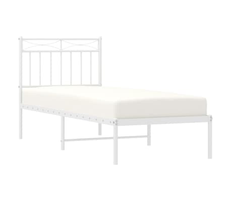 vidaXL Metal Bed Frame without Mattress with Headboard White 75x190 cm Small Single