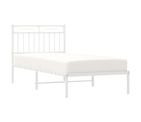 vidaXL Bettgestell mit Kopfteil Metall Wei&szlig; 90x200 cm