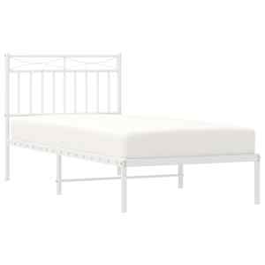 vidaXL Bettgestell mit Kopfteil Metall Wei&szlig; 90x200 cm