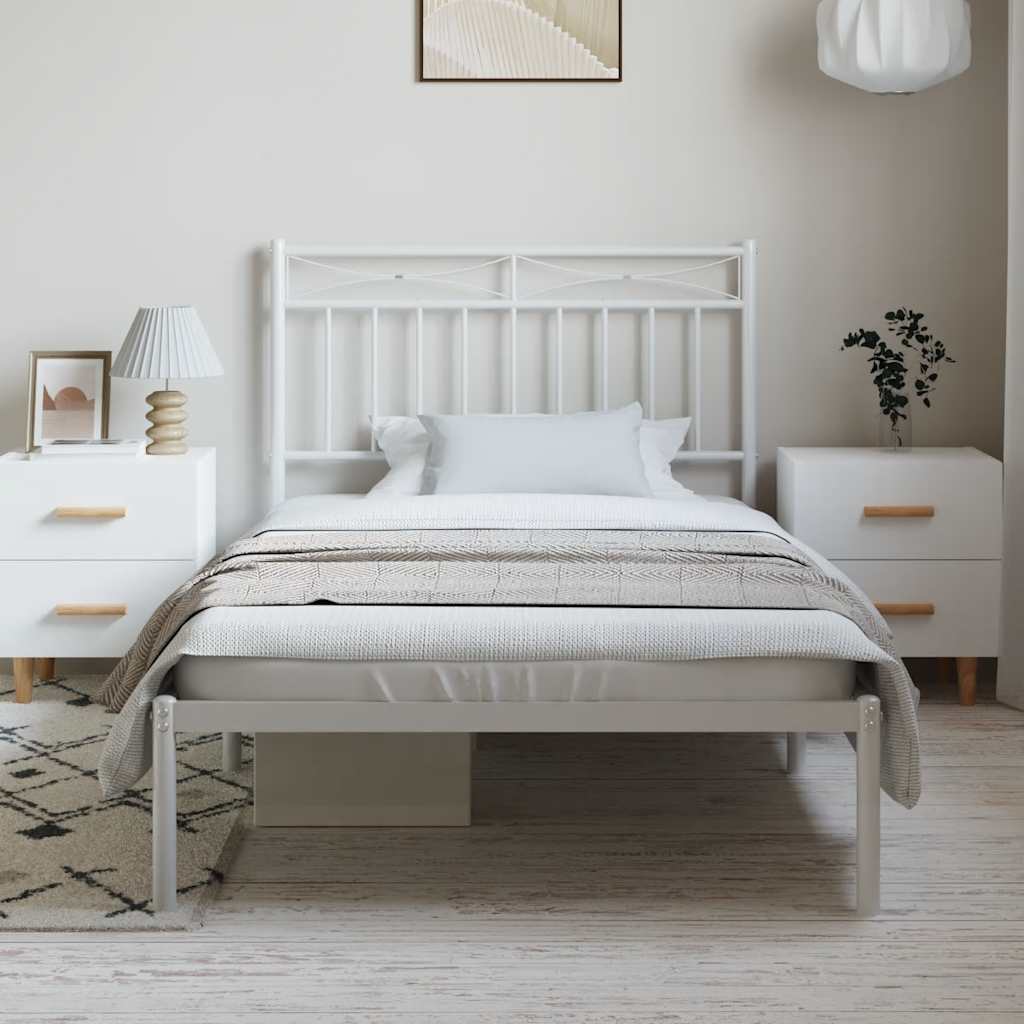 vidaXL Bedframe met hoofdbord metaal wit 100x190 cm afbeelding