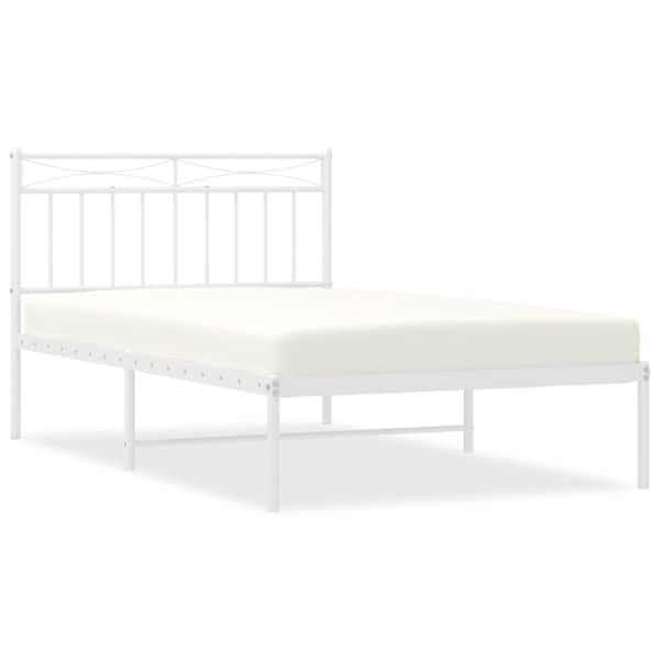 vidaXL metallist voodiraam peatsiga, valge, 100x200 cm