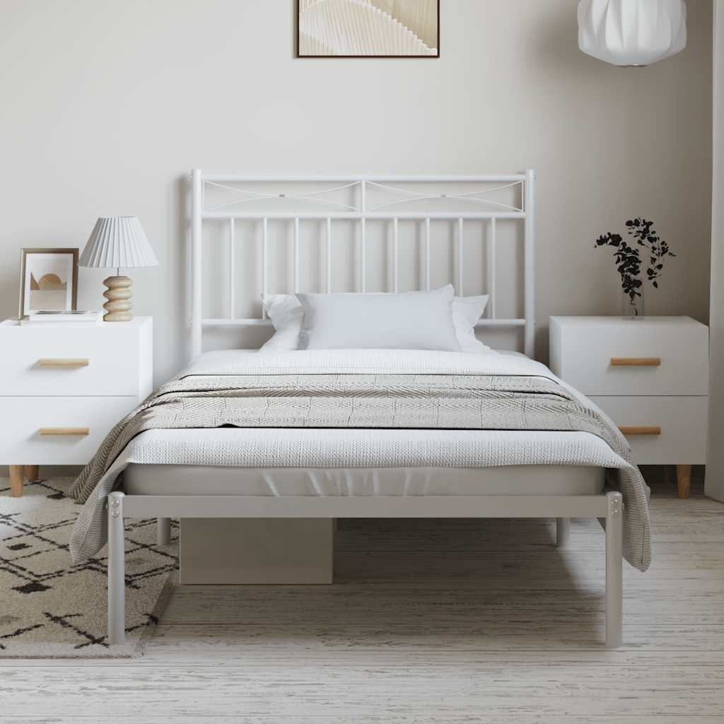 vidaXL Bedframe met hoofdbord metaal wit 100x200 cm afbeelding