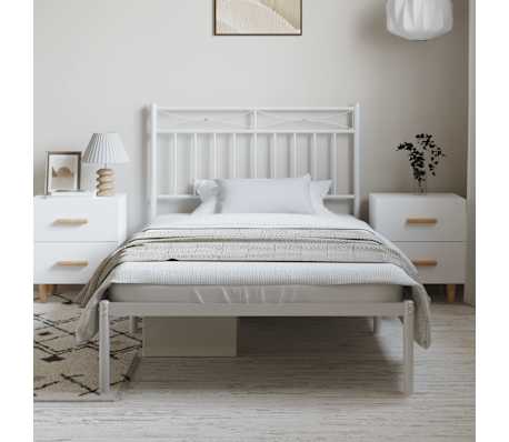 vidaXL Cadre de lit m&eacute;tal sans matelas et t&ecirc;te de lit blanc 100x200 cm