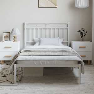 vidaXL Cadre de lit m&eacute;tal sans matelas et t&ecirc;te de lit blanc 100x200 cm