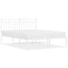 vidaXL metallist voodiraam peatsiga, valge, 135x190 cm